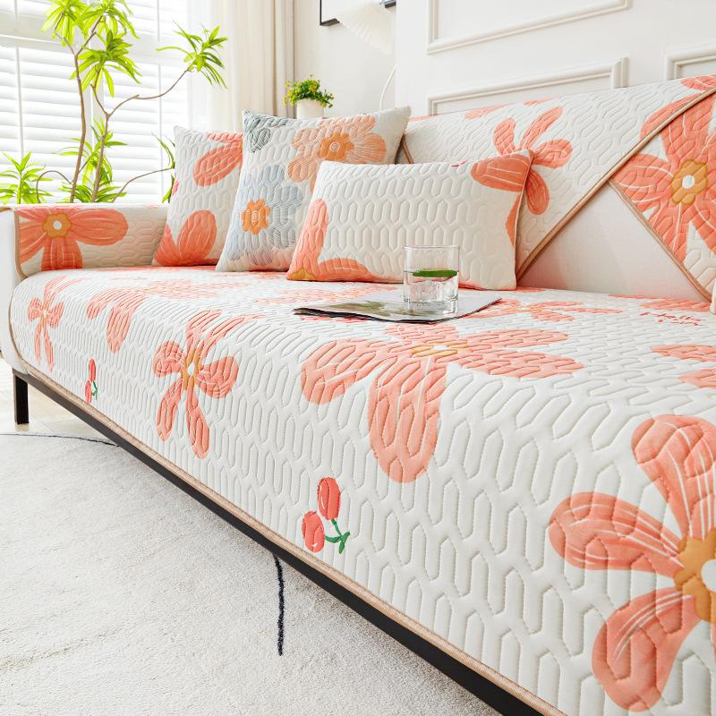 Ready Stock Summer Ice Silk Latex Cold Feeling Sofa Cushion Cover Cartoon Printed Breathable and Skin Friendly Sofa Slipcover