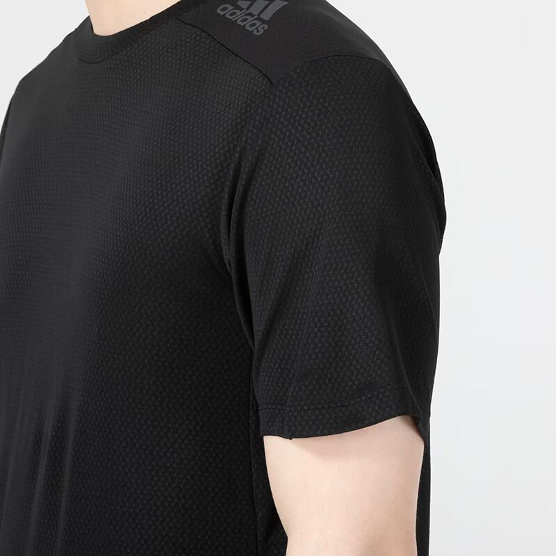 Adidas Solid Color Crew Neck Short Sleeve Logo Elastic Waist Mid Rise Shorts Casual Sports Set Men sets Black HC4230+HE7405