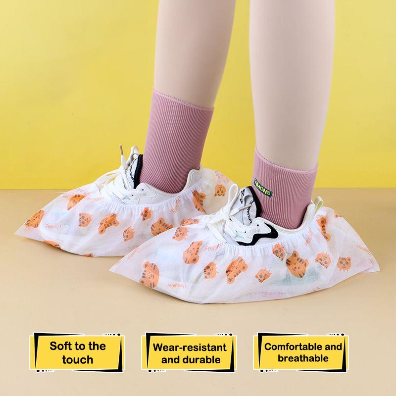 50 PCS Disposable Thickened Cartoon Shoe Covers,Home Indoor Non-slip Anti-dirty Foot Cover, Breathable Foot Covers For Shoes