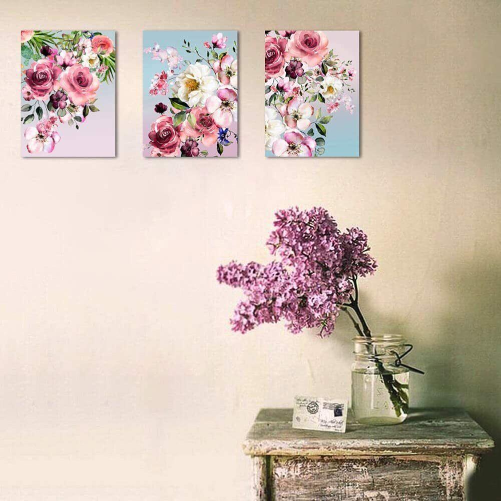 Modern HD Home Flower Canvas Decorative Painting Color 30*40cm * 3 Couplet