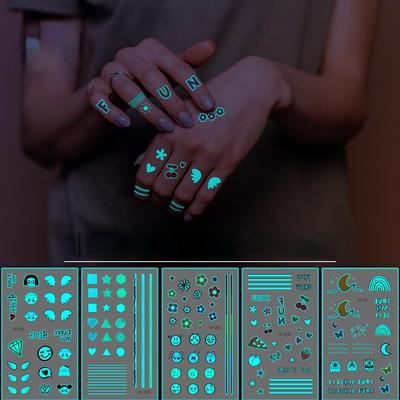 Elektrická slabika vodotěsná modrá svítící ve tmě Nálepka s tetováním Small Fresh Rainbow Tattoo Nálepka na párty