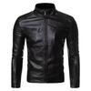 Giacca da Motociclista in Pelle da Uomo Retro con Collo Rialzato per Primavera e Autunno - Elegante Cappotto Antivento Giovanile