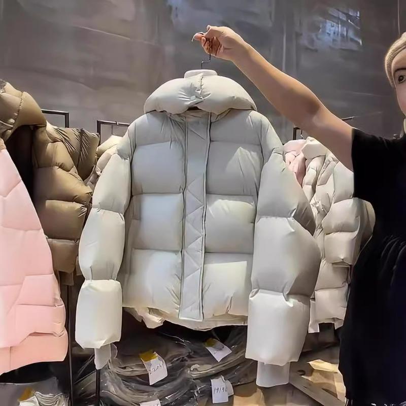 Damen S Kurzer Kapuzen-Puffer-Baumwollmantel Lockere Passform Dick für den Winter