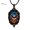 Spooky Cosplay Jewelry Vintage Gothic Necklace, Raven Pendant Bat Red Holiday Party Costume Accessories Rose Halloween Witchy for Women Necklace