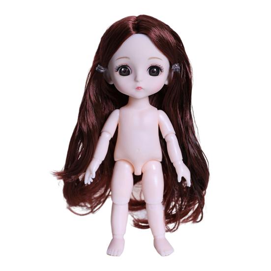 17cm Useful Black Eyes Decorative Plastic 3D Naked BJD Doll Body Clothes Changing Game for Gift Dress Up