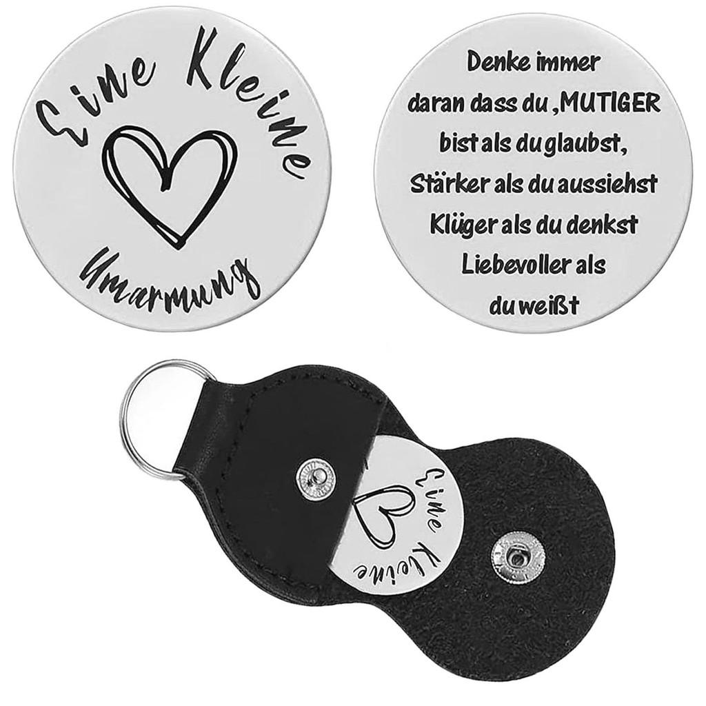 Stylish Pu Leather Keychain With Inspirational Message Unique Stainless Steel Pocket Token For Special Occasions