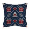 New Dark Blue Wool Knitted Style Christmas Linen Pillowcase Cartoon Sofa Pillowcase Cushion