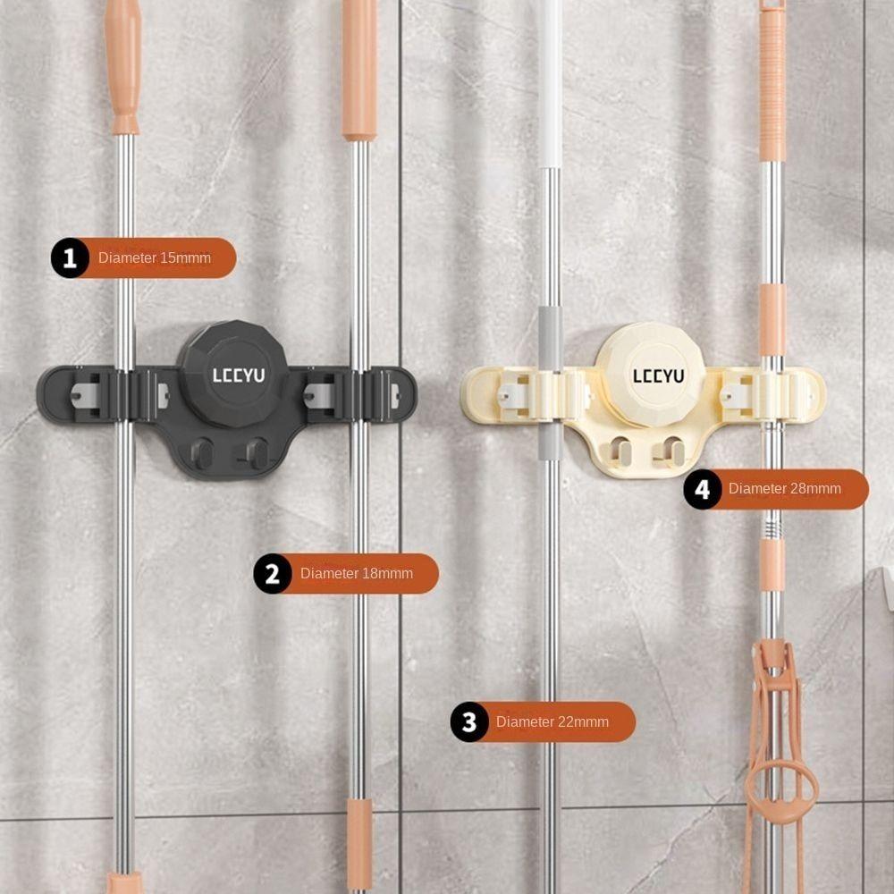 2 st ABS Sugkopp Mopphållare Väggmonterad Kvastkrok Praktiskt Moppklämma Ställ för Hemmet