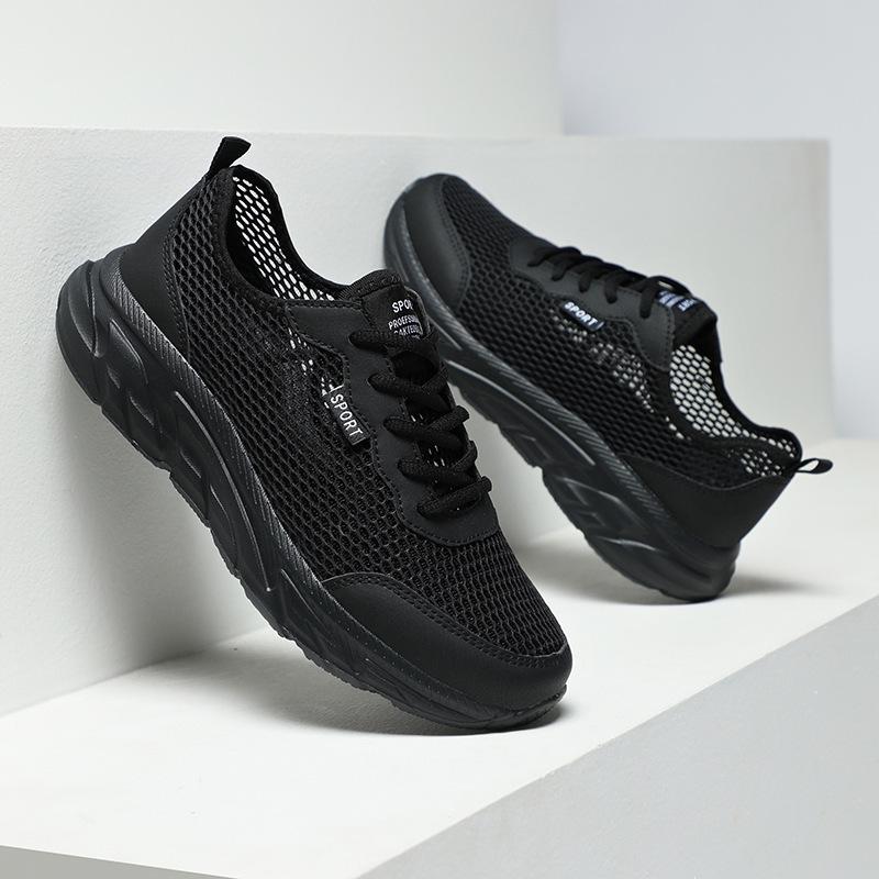 Large Size Men's Shoes Summer Hollow Breathable Sports Shoes Casual Mesh Running Shoes Men's Lightweight Walking Shoes