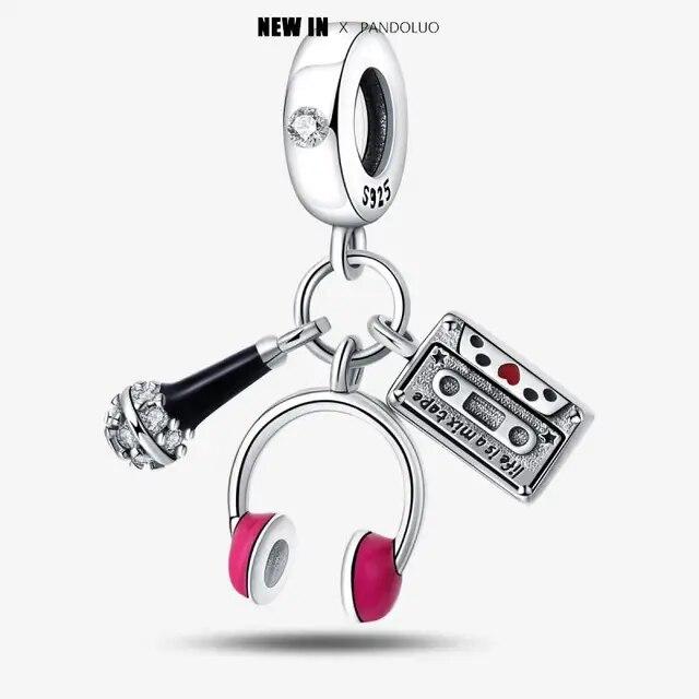 Novità Elementi Musicali Set da Tre Pezzi Perline Charm Si Adatta Nuovo Bracciale Argento 925 Donne Ciondolo Perla Gioielli Regalo