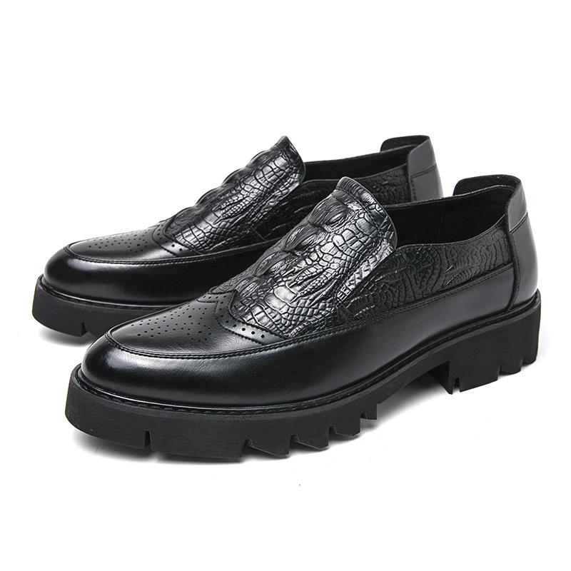 

Большие размеры весна и осень новые кожаные туфли модные мужские низкие кожаные туфли на платформе модные закрытые деловые туфли 38 чёрный