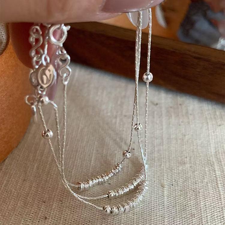 Silver Flying Disc Bead Bracelet: Elegant Korean Style with Versatile Design