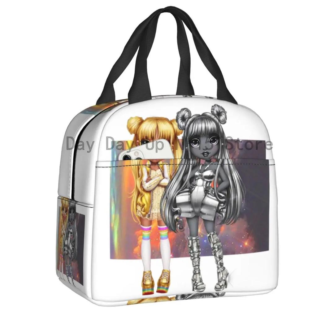Rainbow High Insulated Lunch Bag for Outdoor Picnic Cartoon Anime Tv Portable Thermal Cooler Lunch Box Women Kids