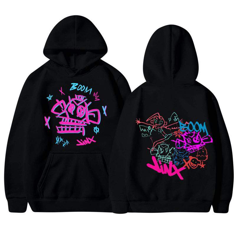 Arcane-Jinx Anime Figur Grafiska Huvtröjor Vinter Huvtröja Casual Sportig Långärmad Toppar Höst Herrkläder Huvtröjor & Sweatshirts herr