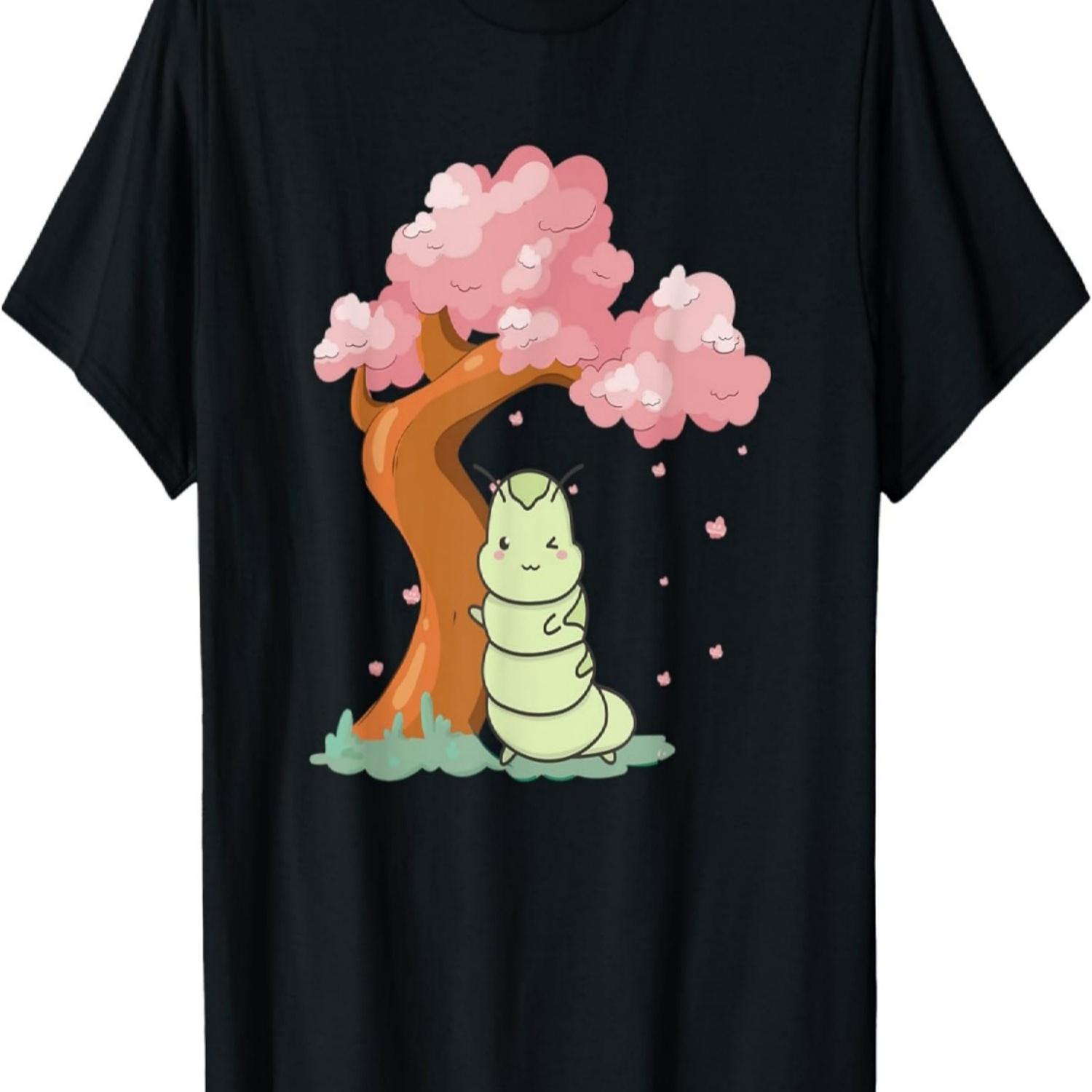 Cute kawaii caterpillar Sakura Cherry Blossom tree  T-Shirt S