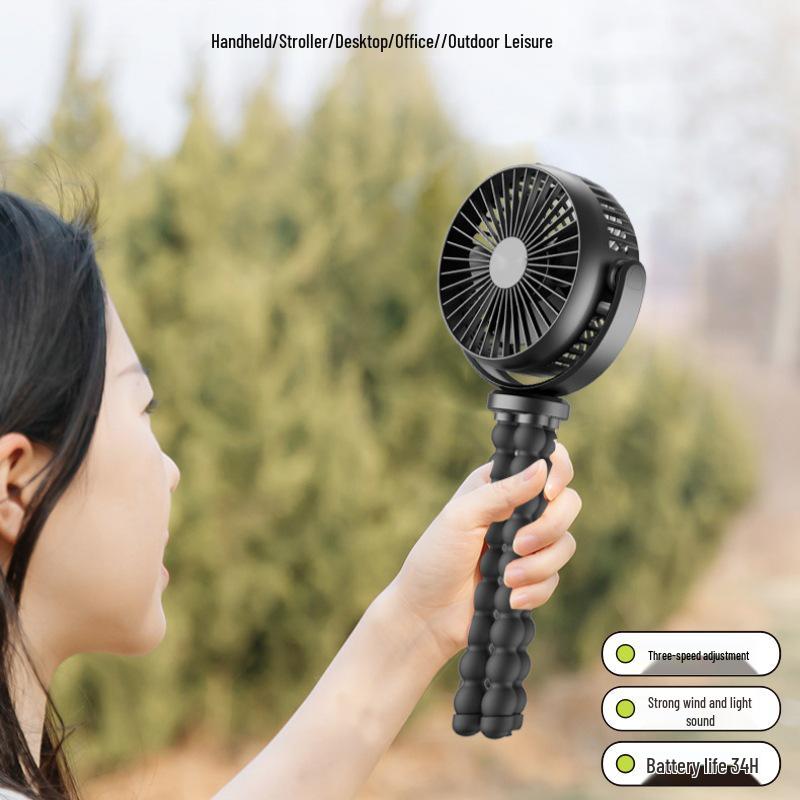 Octopus Portable Mini Fan with Ice Pack - Handheld, Hanging, and Stroller Compatible for Outdoor Use