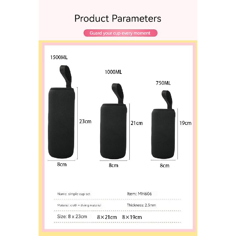 750ML/1000ML/1500ML Mug Bottle Cup Case Bag For Water Bottle Cover Bag Black Bottle Carrier Insulated Bag Sports Bottles Covers Cup Holders 5