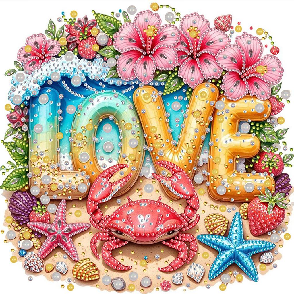 Summer Beach Special Shaped 5D DIY Partial Drill Diamond Art Kit for Adults Home Wall Decor Diamonds Dots Gem Art Kits 30x30cm