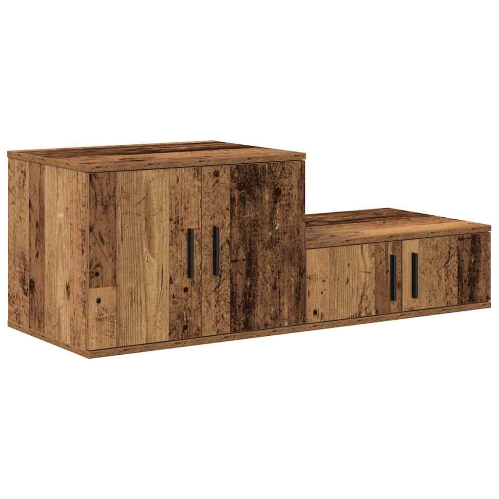 Storage Cabinet 2 pcs Reclaimed Wood Look 103 x 41 x 40 cm