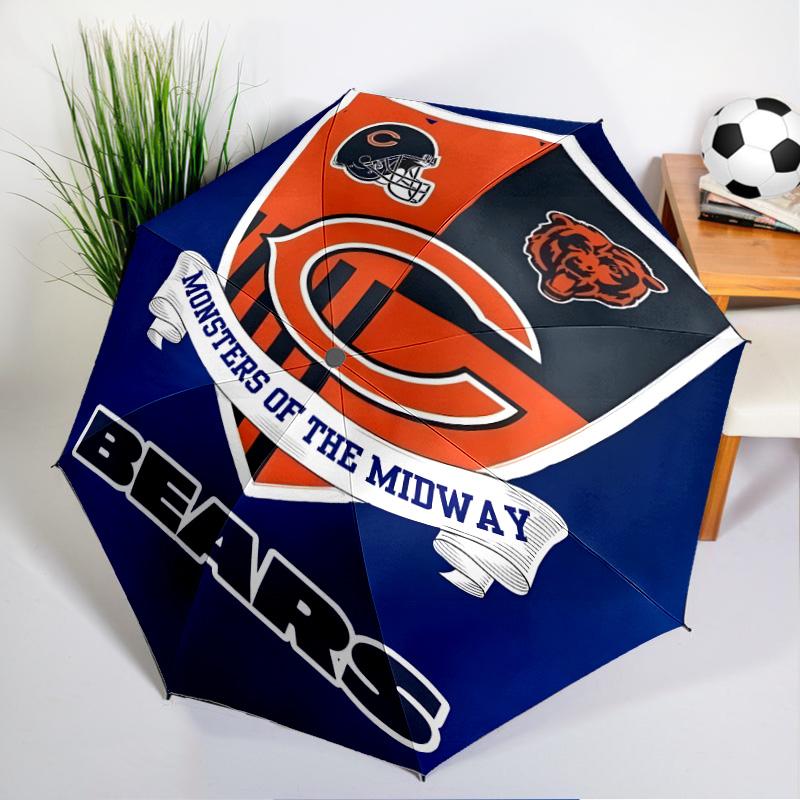 Chicago Bears Umbrella - Automatic Open/Close, Compact 8-Rib Lightweight Umbrella Essential for outdoorPicnic Accessory Fan Gifts