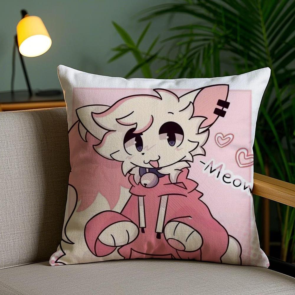 B-Boykisser Silly Cat Cute Cushion Cover Soft Short Plush Double-Sided Printing Home Decor Machine Washable Pillow Case Gift