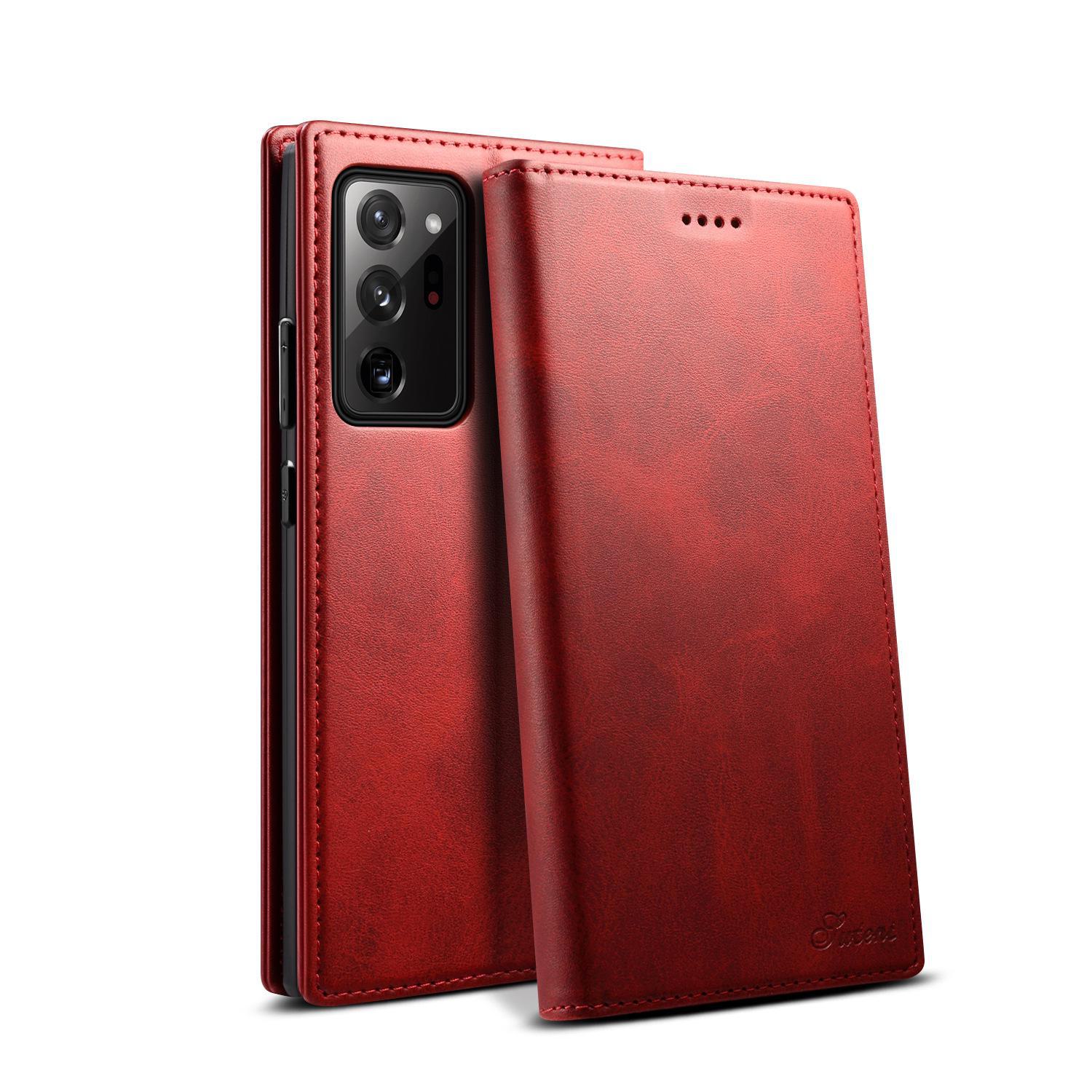 

Шкіряна відкидна кришка Samsung S24/S24Plus/Note20Ultra з тримачем картки Samsung Note20 червоний