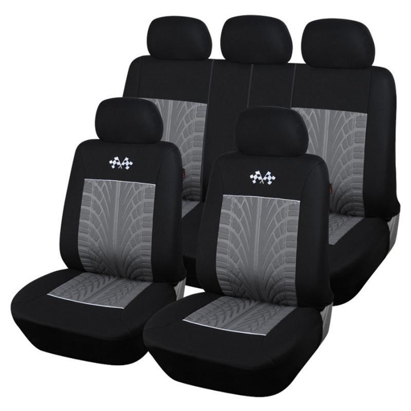 One Set Grey+Black Full Set 5-Seat Car Seat Cover Protector Cushion High Quality