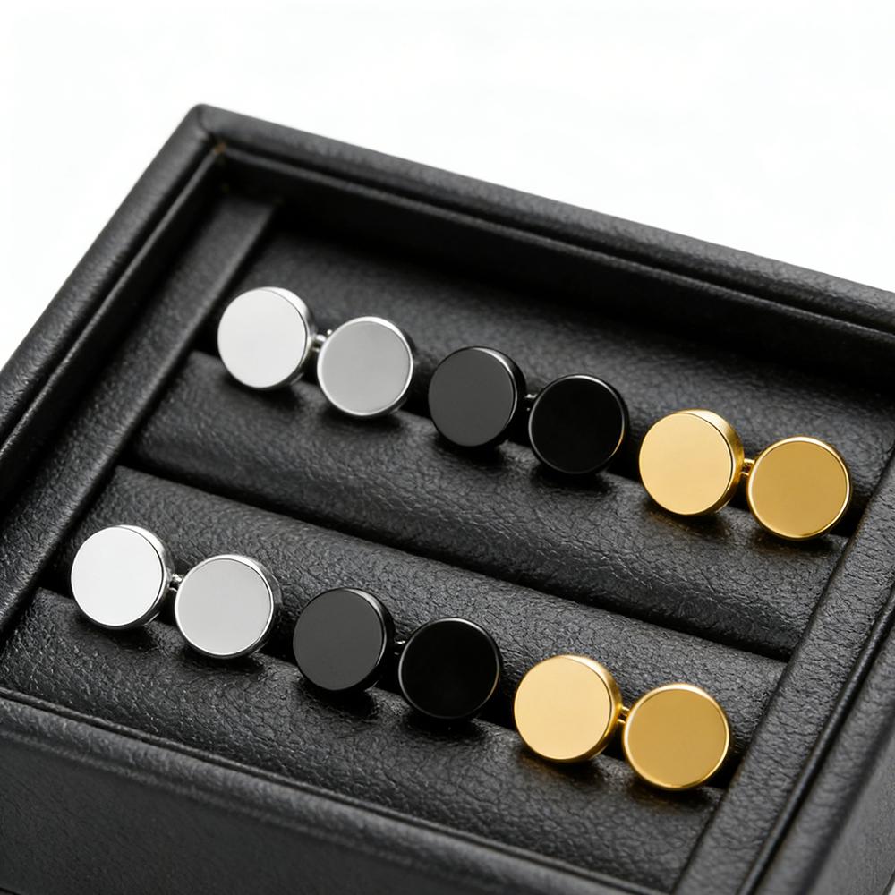 

1 Pairs Multi Types Black Gold Color Stainless Steel Earring For Women Men Punk Gothic Piercing Fake Earrings Zircon 14mm чорний