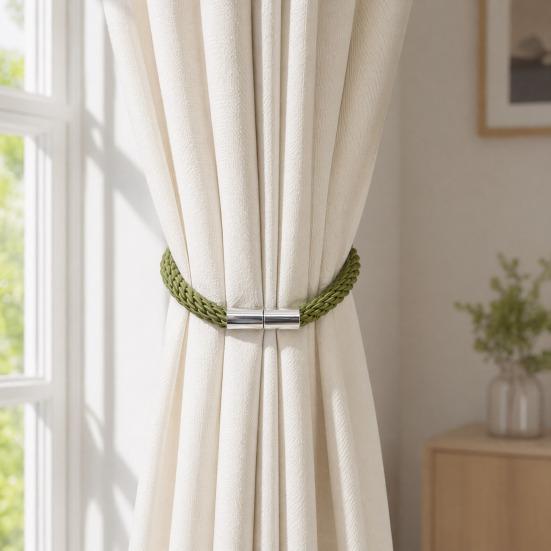 Strong Magnetic Curtain Tieback, Decorative Modern Rope Tie Back Buckle for Drapes, Window Curtain Holdback for Home Bedroom Office