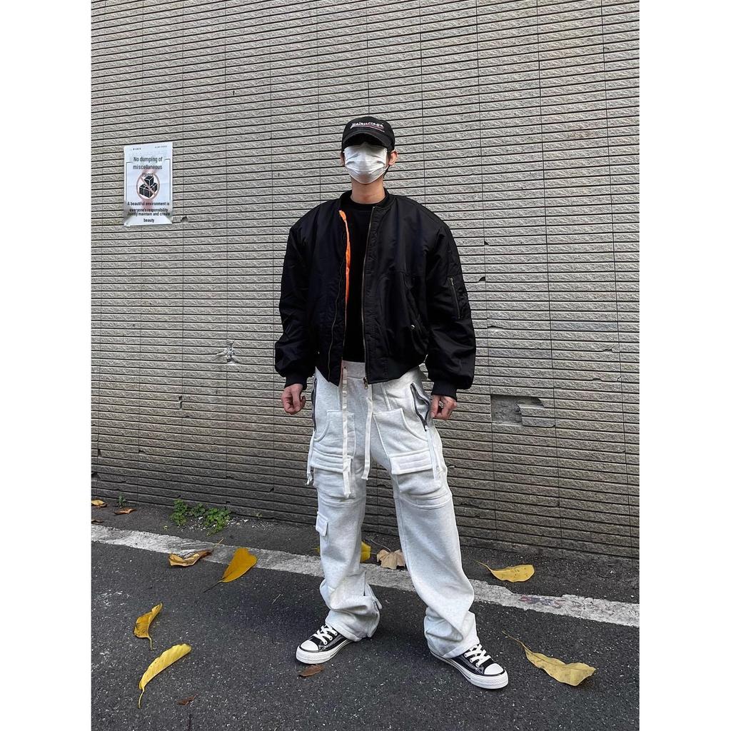 Herren Orange Verdickte Bomberjacke – Kurz, Weit, Clean-Fit – Warme Baumwolle für Herbst/Winter