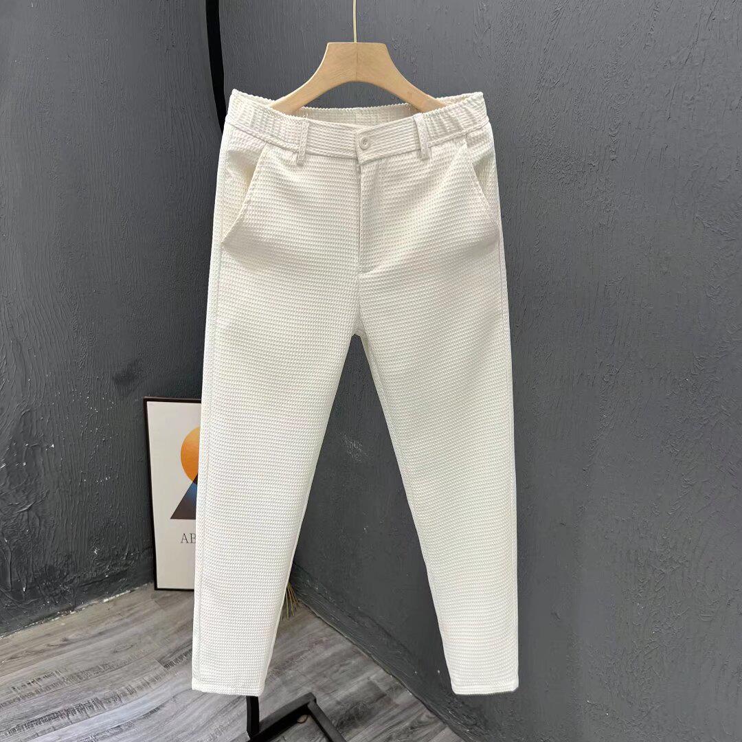 

Мужские высококачественные приталенные повседневные брюки-девятки - Модный корейский стиль для лета 38 белый