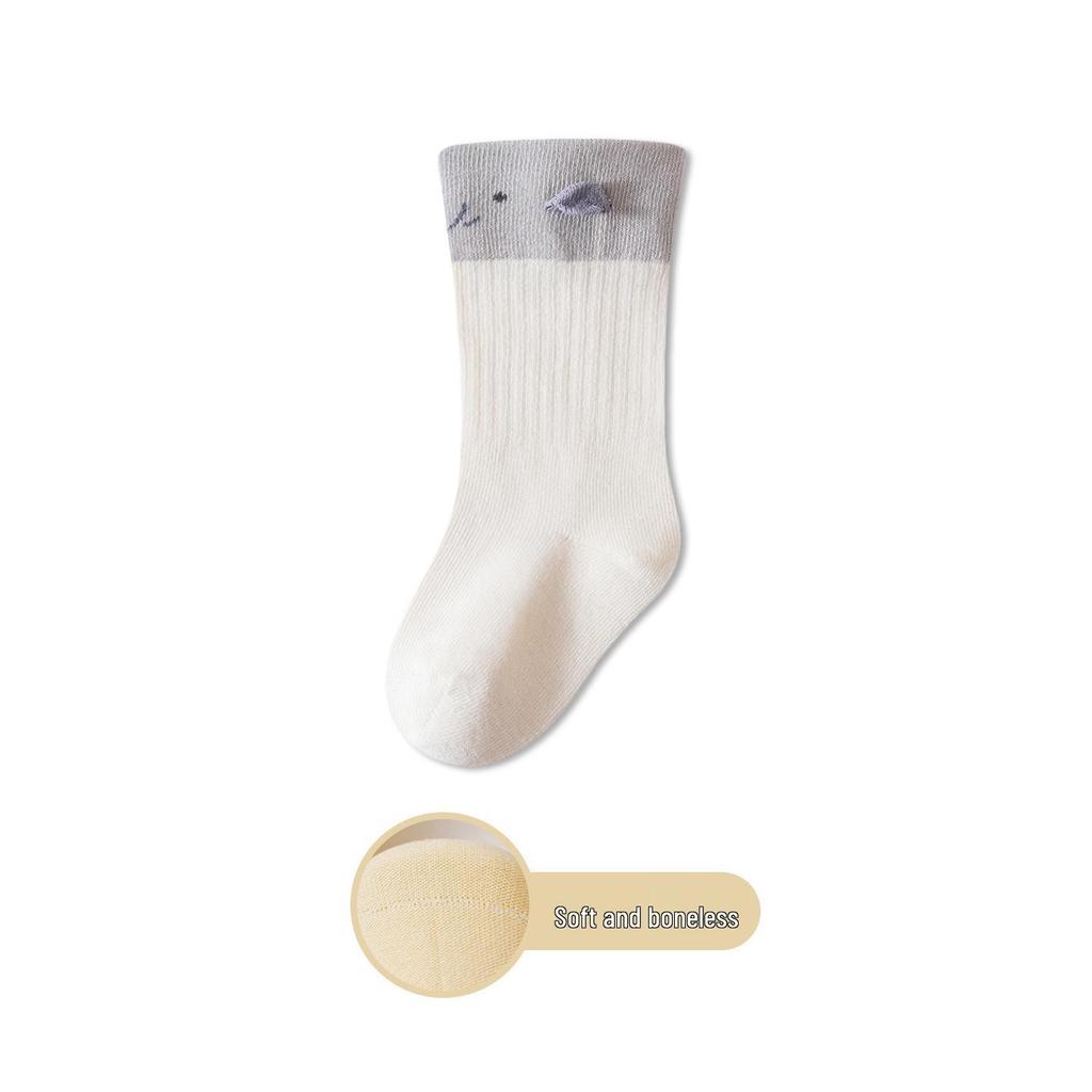 Cartoon Loose-Fit Baby Socks (Spring/Autumn) – Mid-Calf High, Boneless, Unisex for Newborns