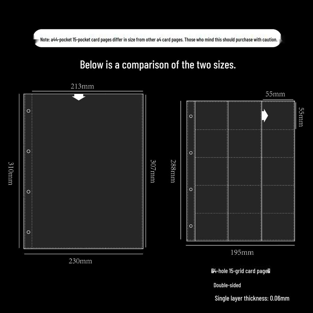 Pocket-Style Transparent PP Card Album Pages: A4/A5/A7/M5, Two To Nine Pockets, Loose-Leaf Storage Album.