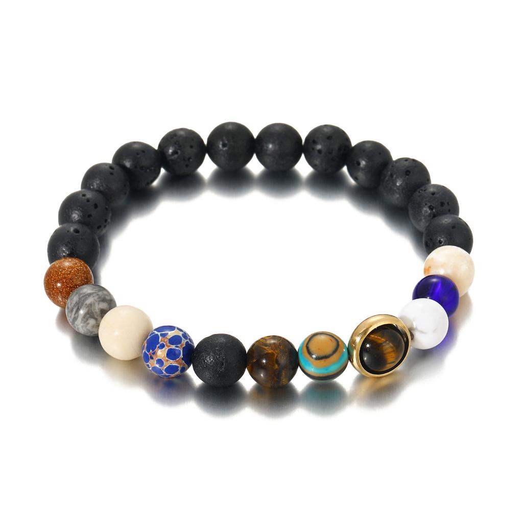 Retro Couple Bracelet, Starry Sky Milky Way Bracelet, Volcanic Stone Eight Galaxies Bracelet.