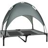 Elevated Dog Bed with Canopy, Pet Bed, Dog Lounger Outdoor with Roof, Breathable, Taffeta Fabric for Camping Gray 92 X 76 X 90 Cm