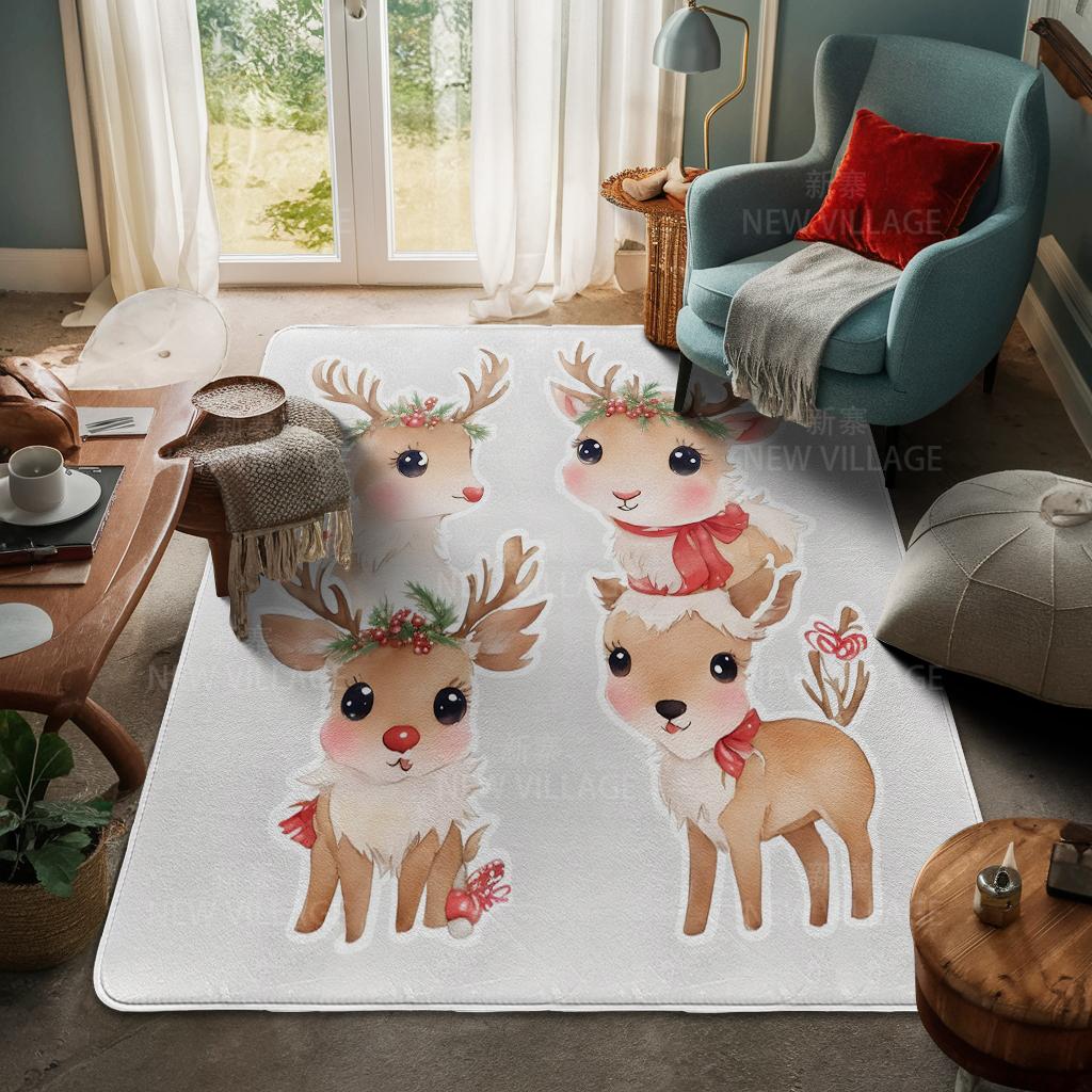 House Entrance Carpet Home Door Mat Living Room Bath Foot Bathroom Non-slip Water Absorption Rugs Bath Merry Christmas Winter