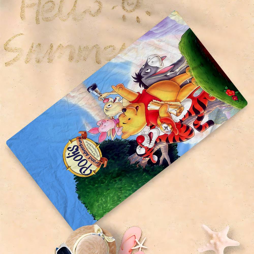 Winnies The Poohs Bear Anime Beach Swimming Towel Soft Absorbent Washcloth Children's Gifts for Kids Travel Camping Gym