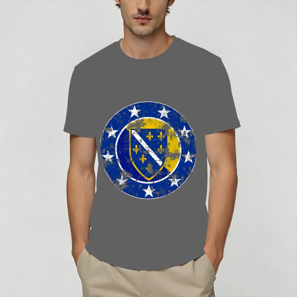 Casual Bosnia and Herzegovina Flag TShirt for Unisex Round Neck Cotton T Shirt Short Sleeve Tee Shirt Gift Idea Tops