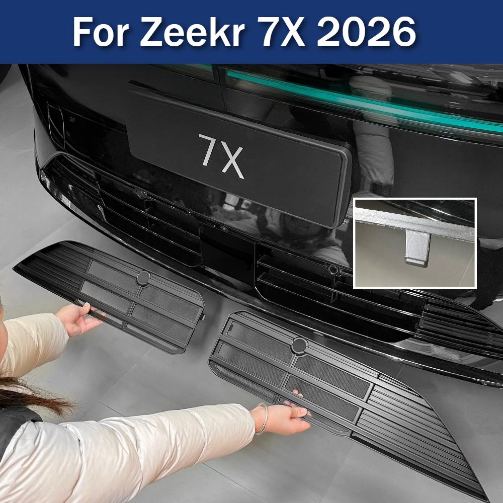 For Zeekr 7X 2026 Front Grille Mesh Insect Screen Radiator Protector Dust Net Clip On No Tools