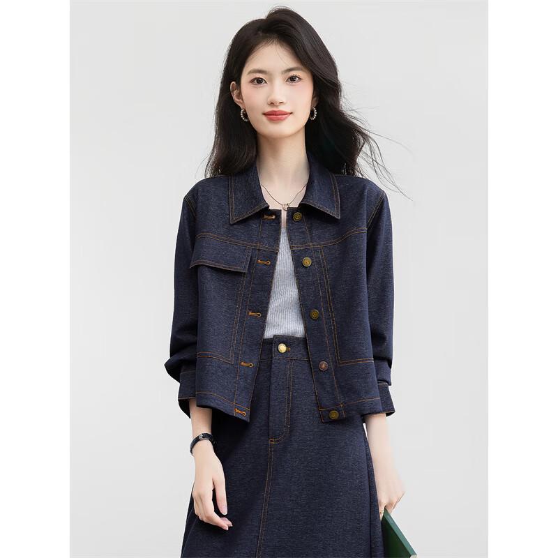 Xinfeiyu Women's Short Retro Denim Jacket