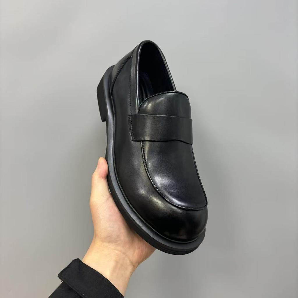 Leather Big Head Leather Shoes European Station Men's Business Casual Chelsea Boots Square Head Black Non-slip Versatile Breathable