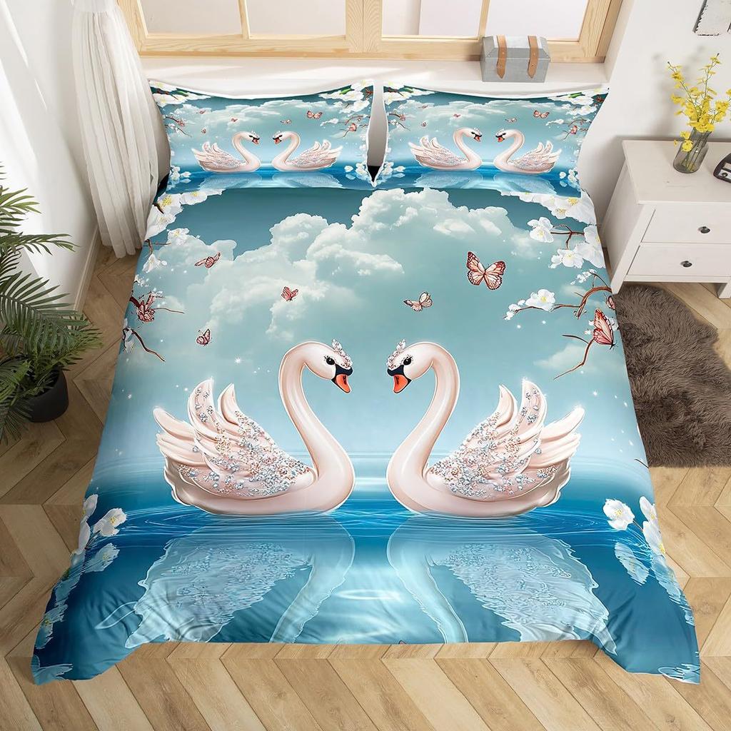 Swan Down Quilt Cover Cherry Blossom Quilt Cover Bedding Set Sweet Girl Romantic Three-Piece Set