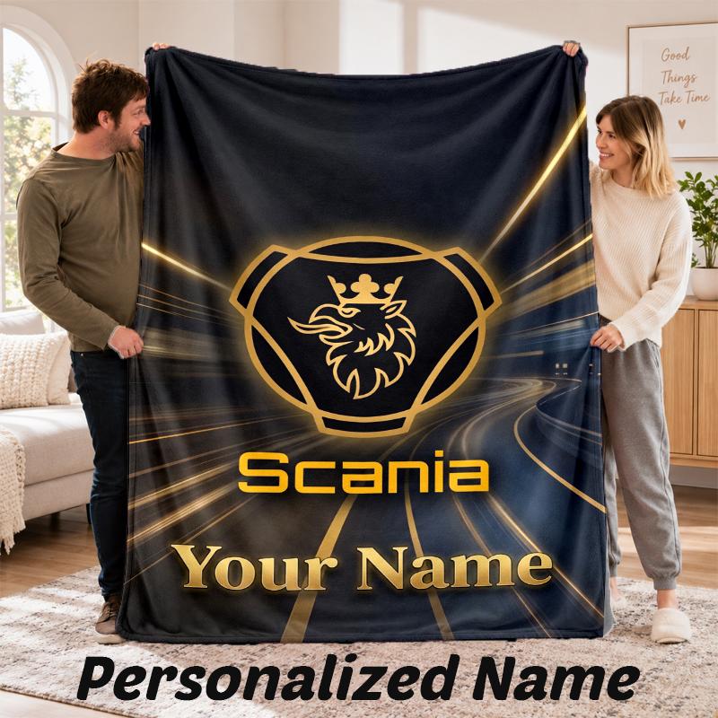 Scania Personalized Flannel Blanket Custom Name Text Soft Throw Blanket Home Decor