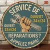 X Inch Round French Vintage Mechanic Wall Sign Artificial Blue White Rustic Garage Decor with Icon (Wrench) Repair