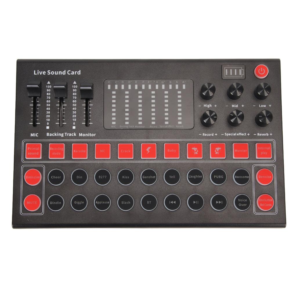 Live Sound Card 8 Sound Effects 10 Special Effects Bluetooth Noise Cancellation Treble Alto Bass Adjustable Sound Mixer