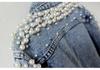 Giacca di Jeans Robusta con Perline per Donna - Capo di Moda Stile Europeo e Americano