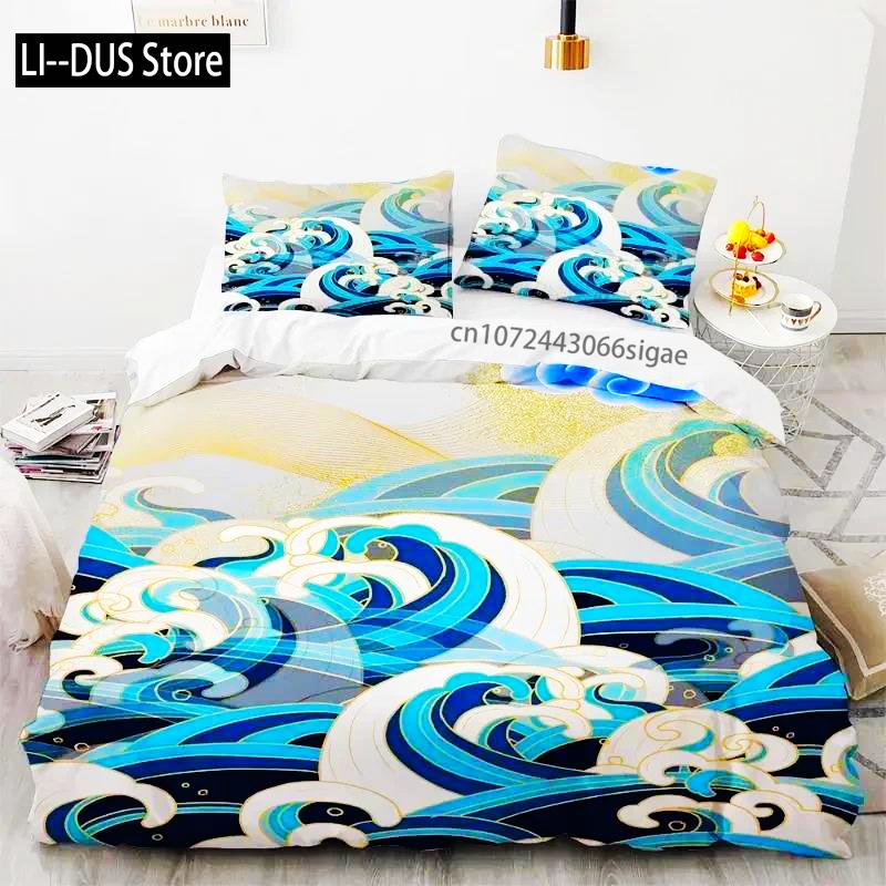 2-3 Piece Set (No Core) Japanese Style Bedding Set 3D Digital PrintingSuitable For Bedroom Duvet Cover Set Ukiyo-e Style Gift