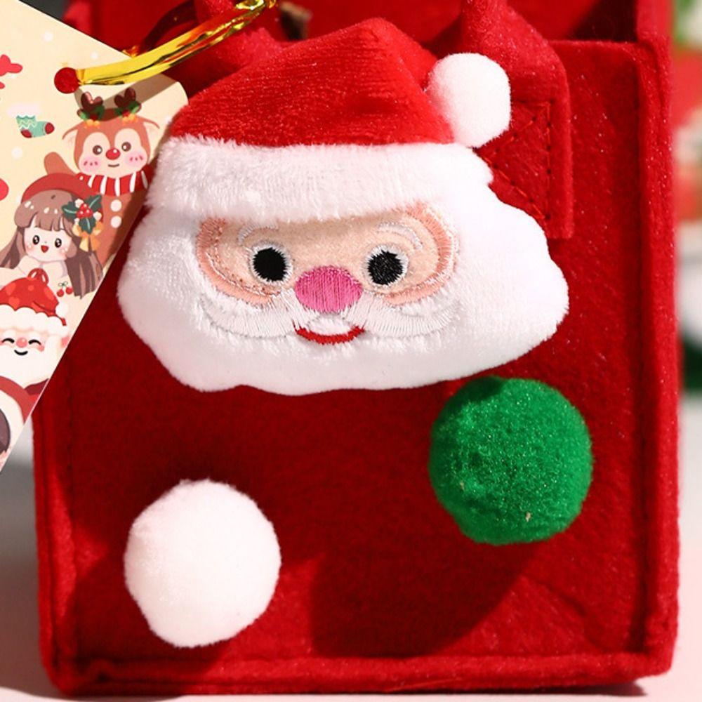 Santa Christmas Candy Bag Cartoon Cookies Storage Bag Mini Felt Candy Bag  Party Supplies