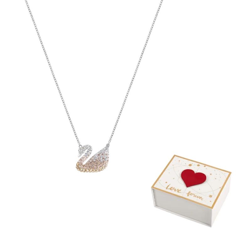 Swarovski Swan Necklaces Womens Gradient Yellow F-white gift box королевские желтого