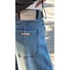 Women's High-Waist Light Blue Denim Wide-Leg Pants with Plus Velvet, Curved Leg, Perfect for Autumn/Winter 2025.